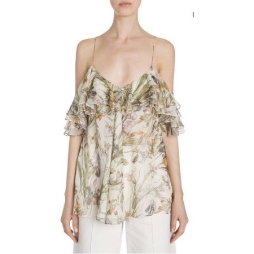 Alexander McQueen floral print cold shoulder top